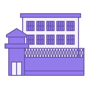 Colored Prison Building Icon. Vector Icon of Prison Building, Prison Tower,.. 스톡 일러스트