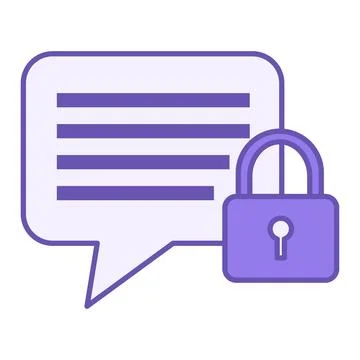 Colored Private Message Icon. Vector Illustration. Speech Bubble and Padloc.. Stock Illustration