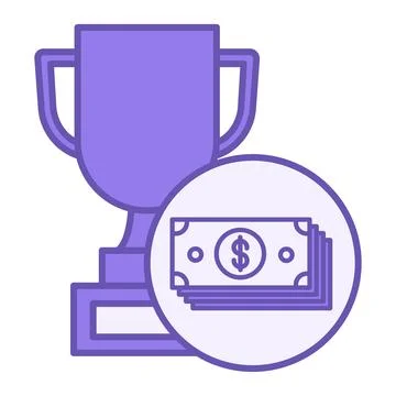 Colored Prize Money Icon. Vector Illustration. Winner Cup and Stack of Mone.. Stock Illustration