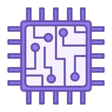 Colored Processor Icon. Semiconductor Processor Chip. Printed circuit board.. Stock Illustration