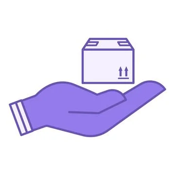 Colored Product Icon. Vector Illustration. Product Box in Human Hand. The R.. Illustrazione stock