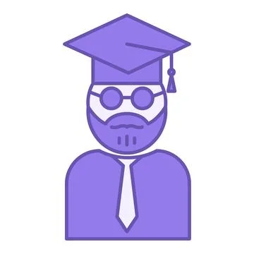 Colored Professor Icon. Vector Illustration. Man with Beard, Glasses, Tie, .. Stock Illustration
