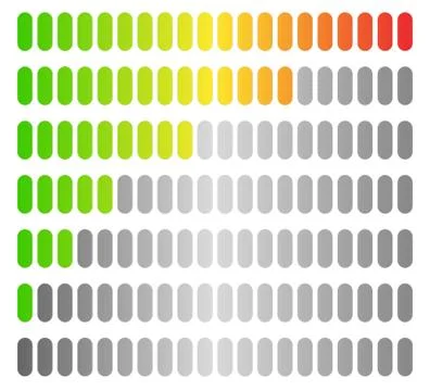 Colored progress bars, progress, strength indicators. vector Illustrazione stock