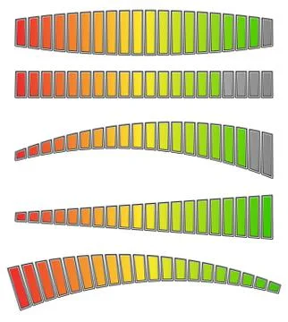 Colored progress bars, progress, strength indicators. vector Illustrazione stock