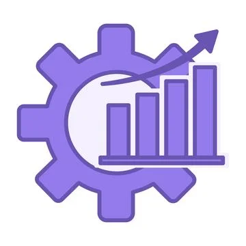 Colored Progress Icon. Vector Illustration. Gear and Chart with Up Arrow. D.. 库存插图