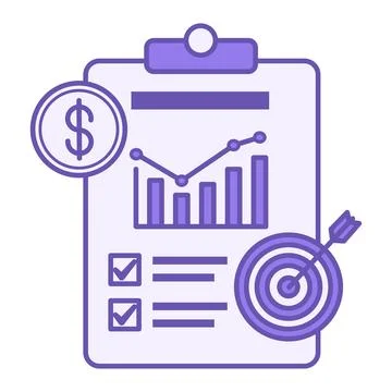 Colored Project Icon. Vector Illustration. Document with Profit Chart and F.. Stockillustratie