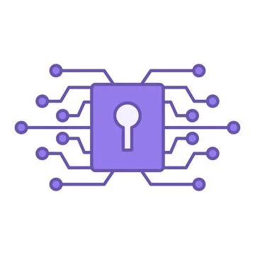 Colored Protection Icon. Vector Illustration. Cyber Security and Privacy. P.. Stock Illustration