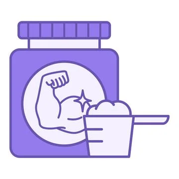 Colored Protein Icon. Vector Illustration. Jar With White Powder Designed F.. Stock Illustration