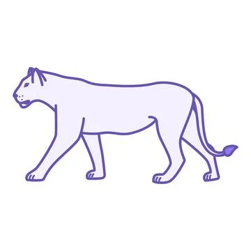 Colored Puma Icon. Vector Illustration. Carnivorous Mammal, Wild Cat. Anima.. Stock Illustration