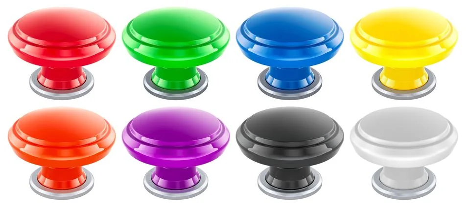 Colored push buttons, set. 3D rendering Stock Illustration