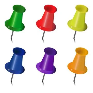 Colored pushpins Stock Illustration