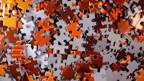 Colored Puzzle Pieces that Rotating Counterclockwise Stock Footage 253659542