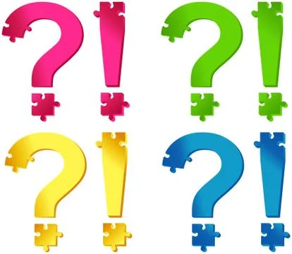 Colored puzzle question and exclamation marks Stock Illustration