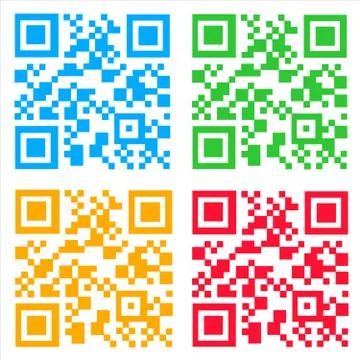 Colored qr code set Illustrazione stock