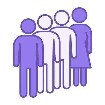 Colored Queue Icon. Vector Icon of Groups of People Lined Up Illustrazione stock