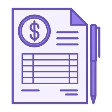 Colored Quotation Icon. Vector Icon. Price Quote. Document and Pen. Fixed P.. Stock Illustration