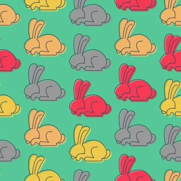 Colored Rabbit seamless pattern. Hare ornament. bunny background. Animal Text Illustrazione stock