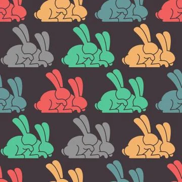 Colored Rabbit seamless pattern. Hare ornament. bunny background. Animal Text Illustrazione stock