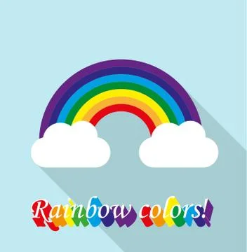 Colored Rainbow with clouds. Blue background Vector Illustration. eps Stock Illustration