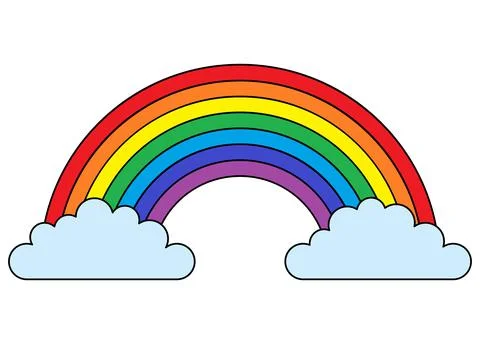 Colored rainbow with clouds Stock Illustration