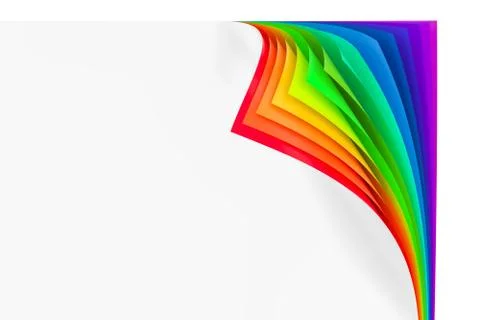 Colored rainbow curled corners, 3D rendering Stock Photos