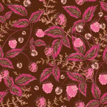 Colored raspberries seamless pattern. Seamless pattern with colored hand draw Stockillustratie