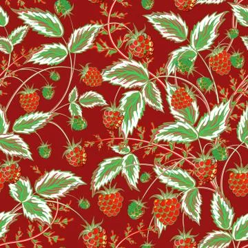 Colored raspberries seamless pattern. Seamless pattern with colored hand draw Illustrazione stock