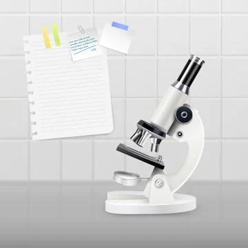 Colored Realistic Microscope Composition 스톡 일러스트