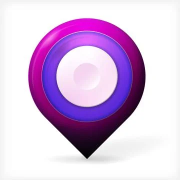 Colored realistic vector icon for marker geolocation Single blue and puprl... Stock Photos