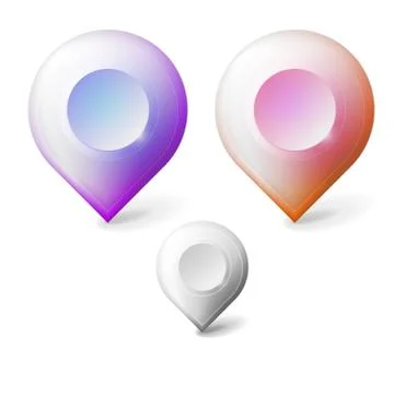 Colored realistic vector icons for markers geolocation Stock Illustration