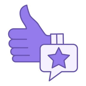 Colored Recommend Icon. Vector Illustration. Hand with Thumbs Up and Star, .. Stock Illustration