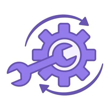 Colored Recovery Icon. Vector Icon. Wrench, Gear, and Rotating Arrows. Repa.. Stockillustratie