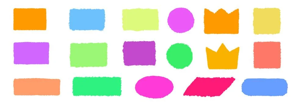 Colored rectangle and circle form and crown with jagged edges. Ripped Stock Illustration