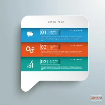 Colored Rectangle Speech Bubble 3 Options Stock Illustration