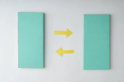 Colored rectangles and arrows on white background Stock Photos