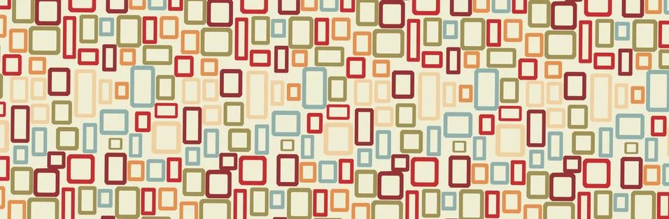 Colored rectangles randomly scattered on a light beige background in a panoramic Illustrazione stock