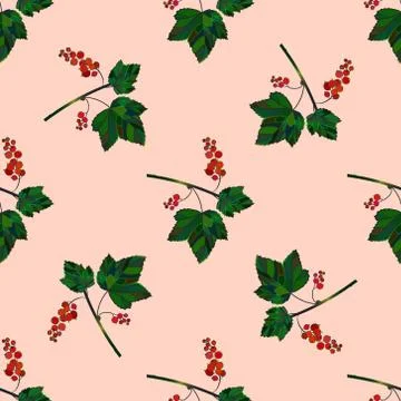 Colored red currant seamless pattern. Stock Illustration