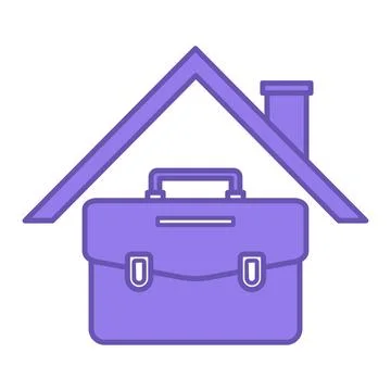 Colored Remote Work Icons. Vector Illustration. Home and Work Briefcase. Fr.. Illustrazione stock