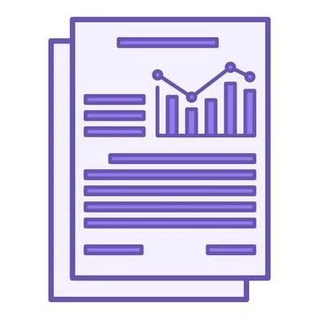 Colored Report Icon. Vector Icon of Financial Document with Chart and Recor.. イラスト素材