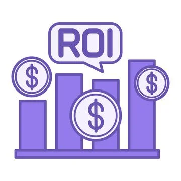 Colored Return on Investment Icon. Vector Illustration. Chart and Money. Sh.. Stock Illustration