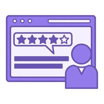 Colored Review Icon. Vector Illustration. A Person Commenting on a Website .. 스톡 일러스트