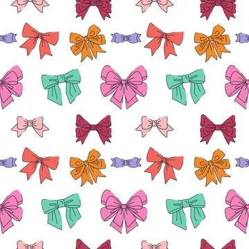 Colored ribbons with bows. Seamless pattern イラスト素材
