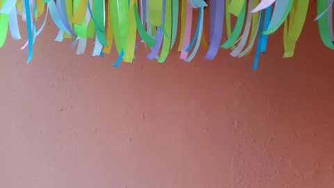 Colored ribbons. Multi-colored ribbons. Hanging colorful ribbons Stock Photos