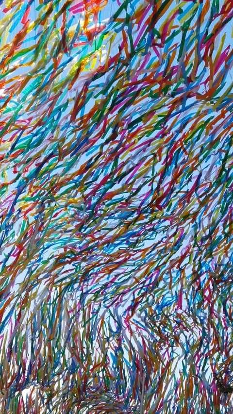 Colored ribbons swayed by the wind Stock Footage 165607881