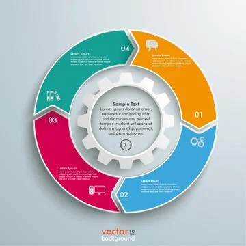 Colored ring cycle 4 options gear infographic Stock Illustration