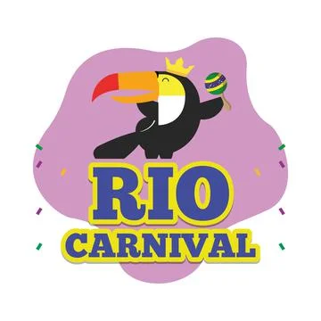 Colored rio de janeiro carnival poster with cute toucan Vector Stock Illustration