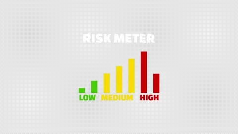 Colored risk level bar chart rises from green through yellow to red Stock Footage 339254279