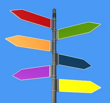 Colored road  sign post Illustrazione stock