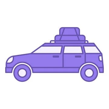 Colored Road Trip Icon. Vector Icon of Car with Travel Bags. Car Travel. Ca.. Stock Illustration