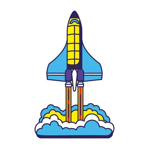 Colored rocket launch icon with a white background Stock Illustration